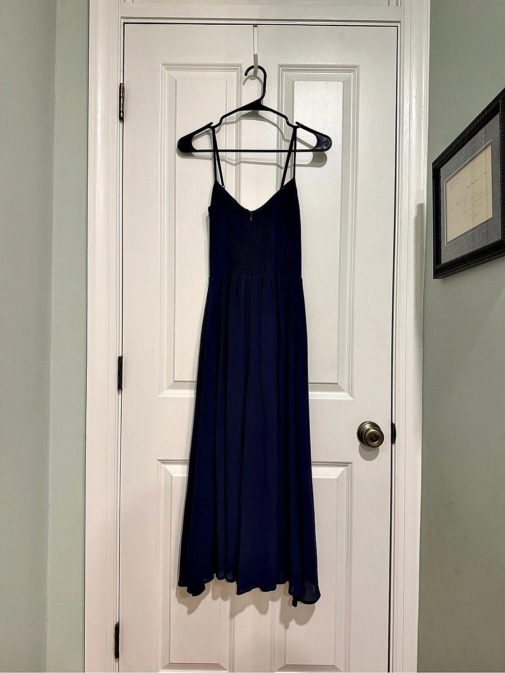 Reformation Navy Smocked Chiffon Maxi Dress Size 4